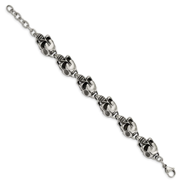 Polished Stainless Steel Skulls Bracelet  product image