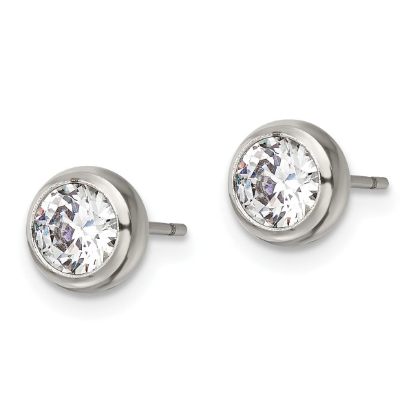 Polished 5mm Bezel CZ Stud Post Stainless Steel Earrings  product image