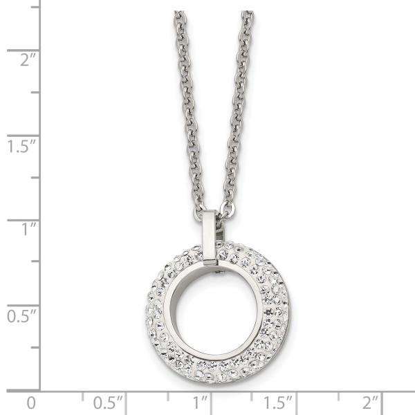 Stainless Steel White Enameled Open Circle Pendant Necklace product image