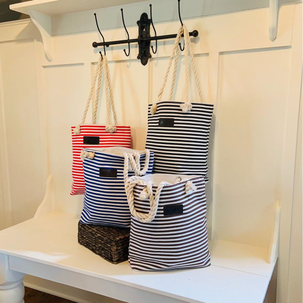 Striped Canvas Tote Bag product image