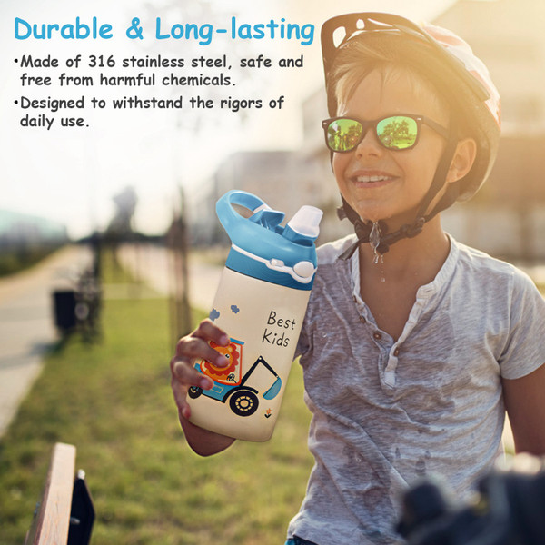 iMounTEK® Kids' Insulated Stainless Steel Water Bottle with Straw Lid product image