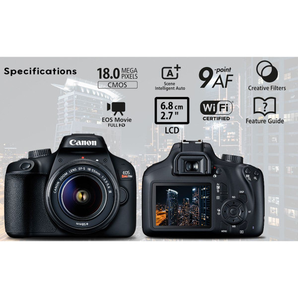 Canon EOS Rebel 4000D DSLR Camera with 18-55mm Lens Kit (Pro Bundle) product image