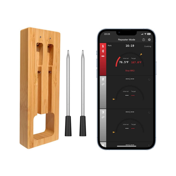 Wireless Meat Thermometer,Bluetooth Meat Thermometer with 300ft Wireless Range,Digital Cooking Thermometer with Alert for BBQ,Oven,Smoker,Air Fryer,Stove product image