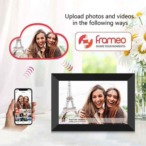 Smart WiFi Digital Photo Frame,10.1 Inch IPS LCD Touch Screen, Auto-Rotate Portrait and Landscape, 16GB Memory, Share Moments Instantly via Frameo App from Anywhere product image