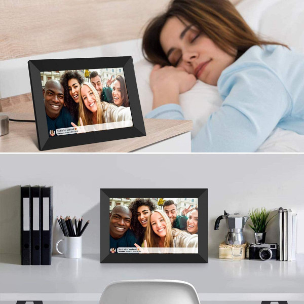 Smart WiFi Digital Photo Frame,10.1 Inch IPS LCD Touch Screen, Auto-Rotate Portrait and Landscape, 16GB Memory, Share Moments Instantly via Frameo App from Anywhere product image