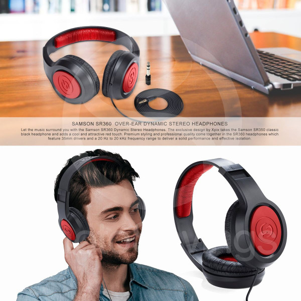Samson SR360 Dynamic Over-Ear Stereo Headphones product image