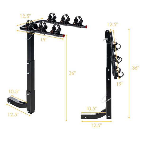 Double Folding 3-Bike Hitch Carrier Rack product image