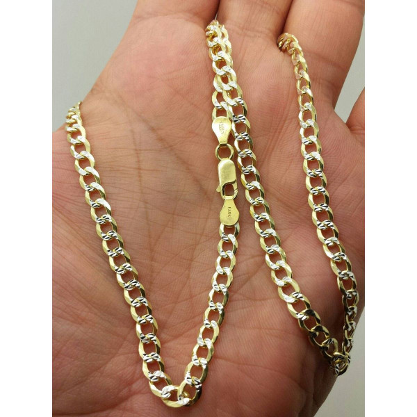 .925 Sterling Silver Italian Gold-Plated Pavé Cuban Curb Link Chain product image