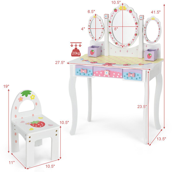 Kids' Vanity Set with Tri-Fold Mirror product image