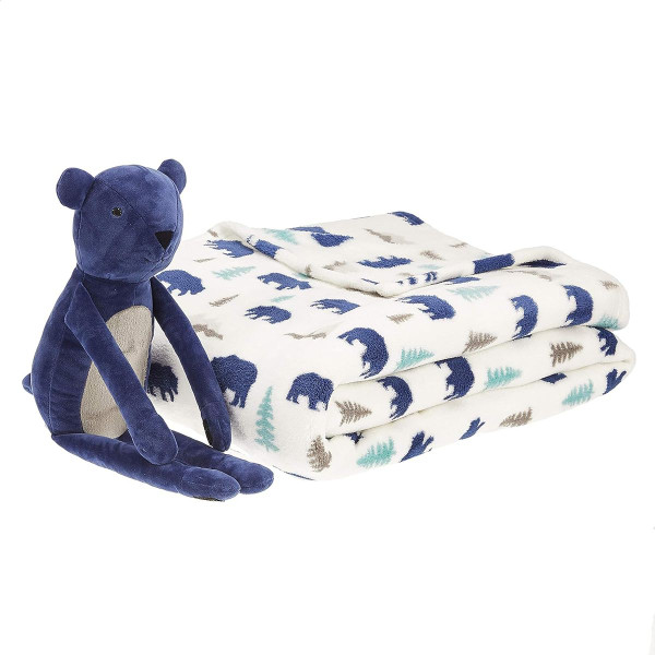 Kids' Bear Buddies Patterned Throw Blanket with Stuffed Animal Bear product image