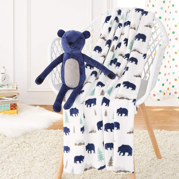 Kids' Bear Buddies Patterned Throw Blanket with Stuffed Animal Bear product image