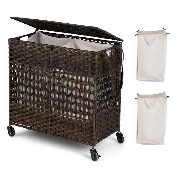 110L 2-Section Laundry Hamper with 2 Removable & Washable Liner Bags product image