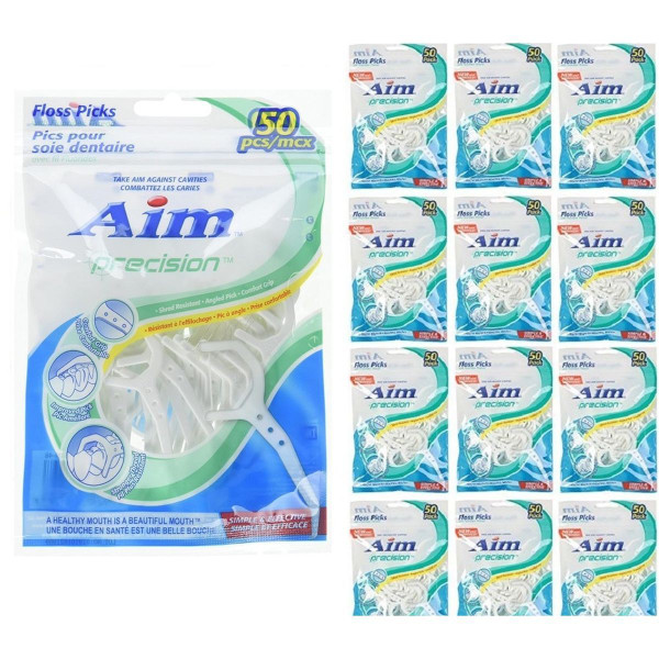 Aim™ precision™ Floss Picks with Fluoridex Thread, 50 ct. (12-Pack) product image