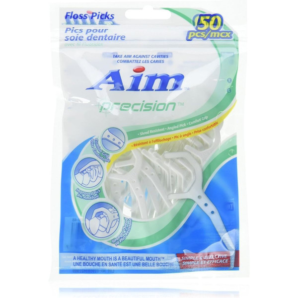 Aim™ precision™ Floss Picks with Fluoridex Thread, 50 ct. (12-Pack) product image