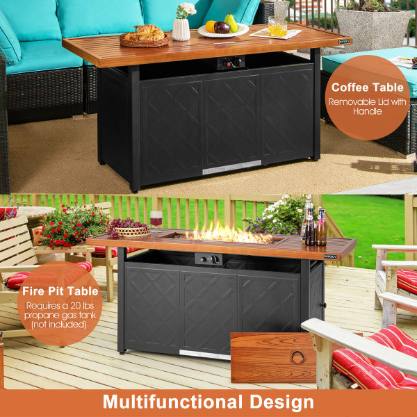 57-Inch 50,000BTU Rectangular Propane Outdoor Fire Pit Table product image