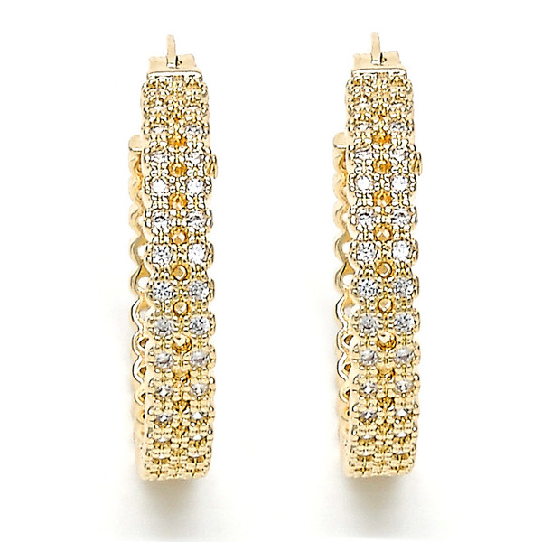 Gold-Filled High-Polish Nugget Hoop Earrings with Micro Pavé Setting product image