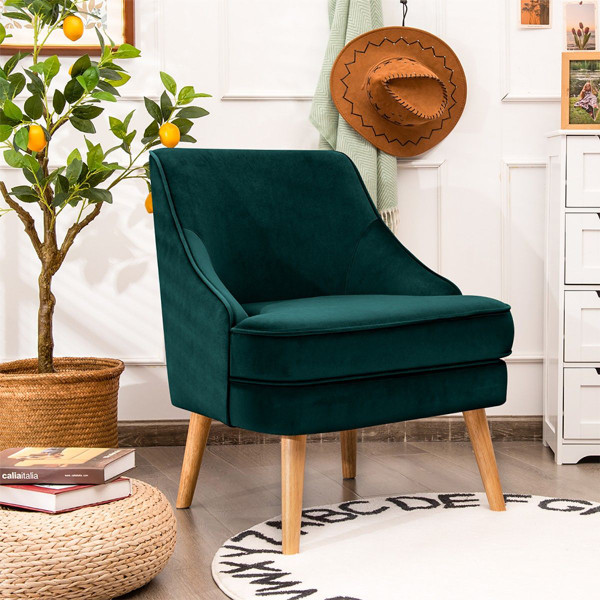 Velvet Upholstered Accent Chair with Rubberwood Legs product image