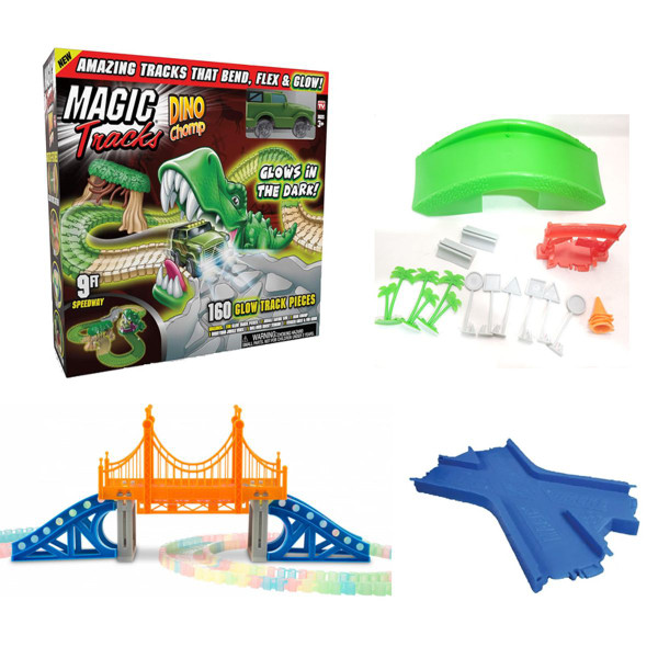 Magic Tracks® Dino Chomp Glow Racetrack with 3 Add-on Bundle Kit product image