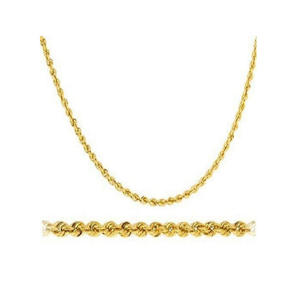 14k Solid Gold Diamond Cut Rope Chain Necklace product image