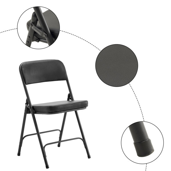 Curved Braced & Double Hinged Metal Folding Chair with Thick Foam (2-Pack) product image