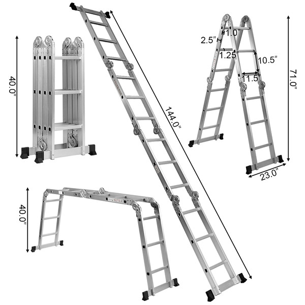 12.5-Foot 330-Pound Capacity Multipurpose Folding Scaffold Ladder product image