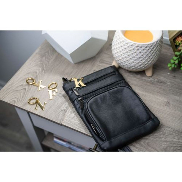 Leather Crossbody Bag with Initial Letter Key Chain product image