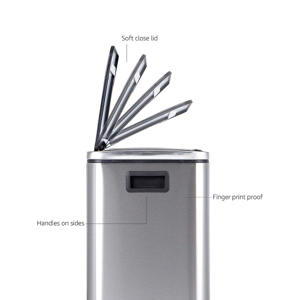 30L Dual Bin Stainless Steel Trash Can by Amazon Basics®, C-10049FM-30L product image