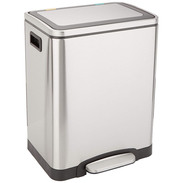 30L Dual Bin Stainless Steel Trash Can by Amazon Basics®, C-10049FM-30L product image