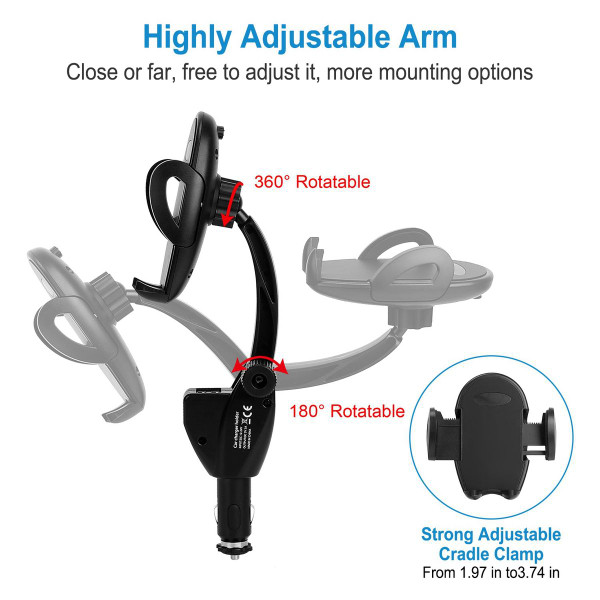 iMounTEK® 360° Dual USB Car Phone Mount product image