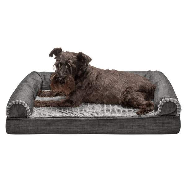 Luxe Fur & Performance Linen Cooling Sofa-Style Pet Bed product image
