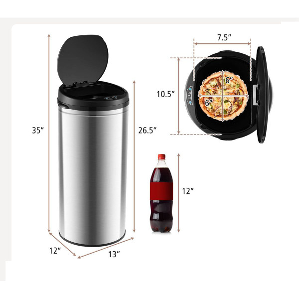 8-Gallon Automatic Trash Can with Stainless Steel Frame product image