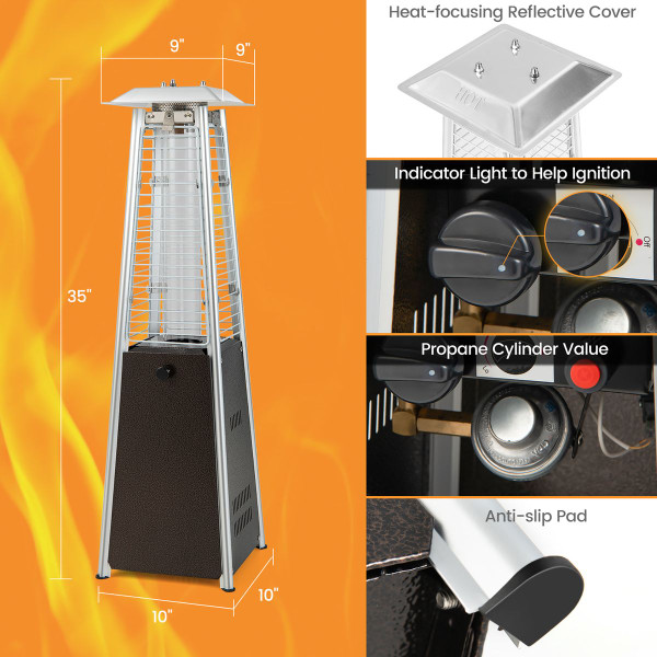 9,500BTU 35-Inch Tabletop Pyramid Propane Patio Heater product image