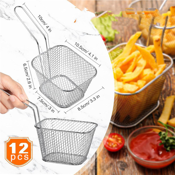 12 Pcs Square Fry Basket with Handle  Baskets Net Potato Cooking Tool for Table Serving Oil Residue Filtration product image