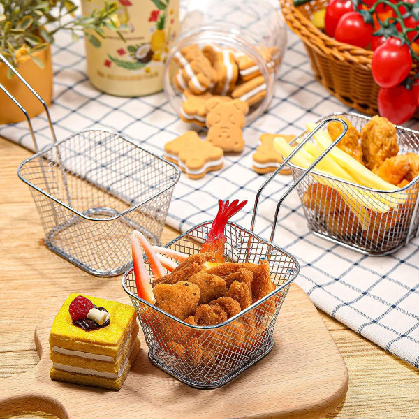 12 Pcs Square Fry Basket with Handle  Baskets Net Potato Cooking Tool for Table Serving Oil Residue Filtration product image