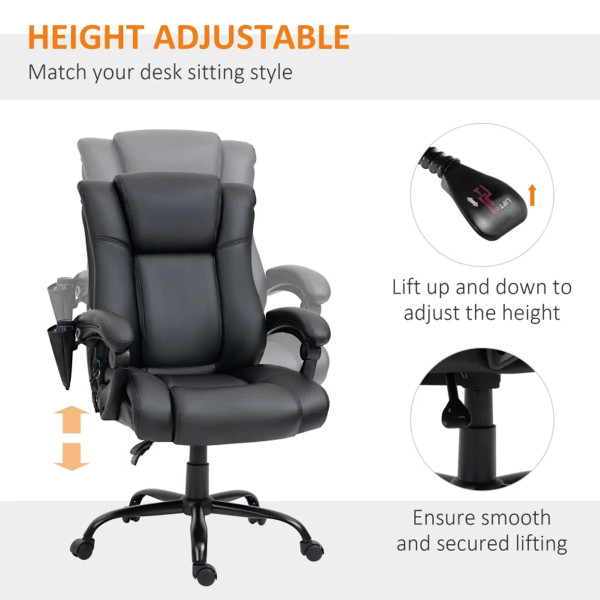 High Back 6-Point Vibration Massage PU Leather Office Chair by Vinsetto™ product image