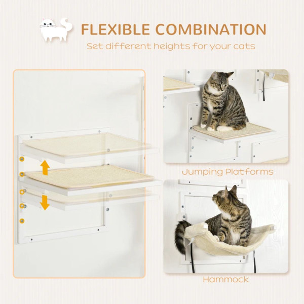 6-Piece Modern Wall Shelves for Cats by PawHut™ product image