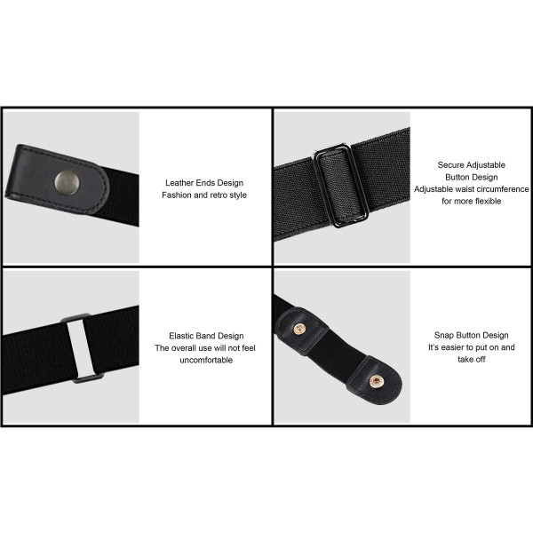 Adjustable Unisex Buckle-Free Stretch Belts (3-Pack) product image