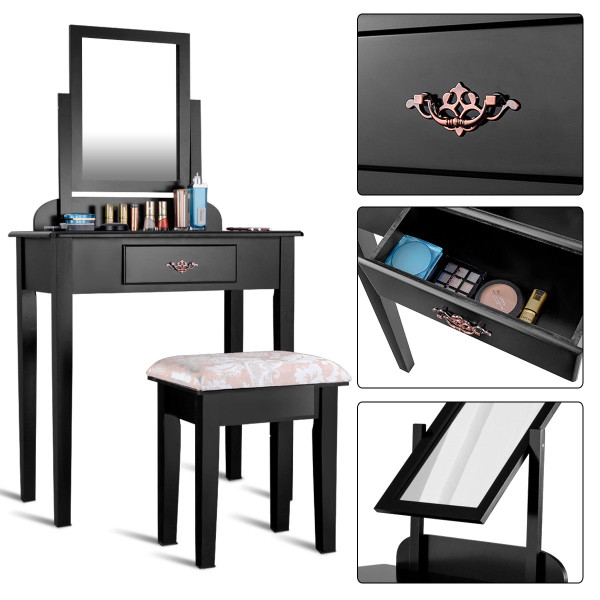 Costway Makeup Vanity Table with Square Stool product image