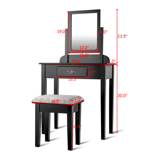 Costway Makeup Vanity Table with Square Stool product image