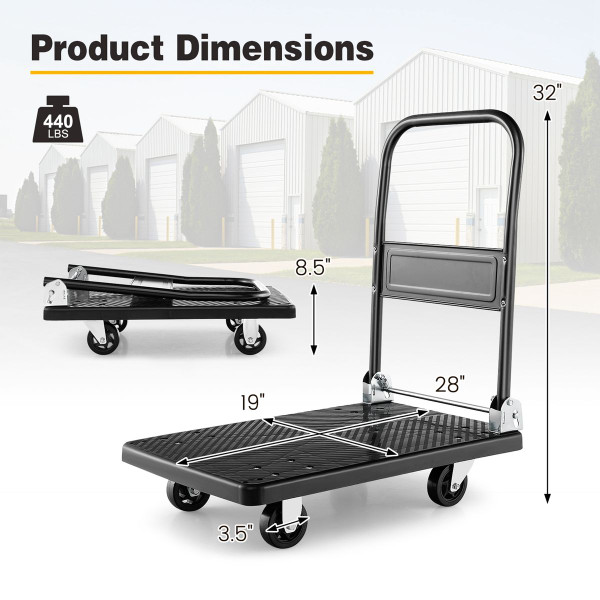 Folding Platform Hand Truck with 360° Swivel Wheels product image