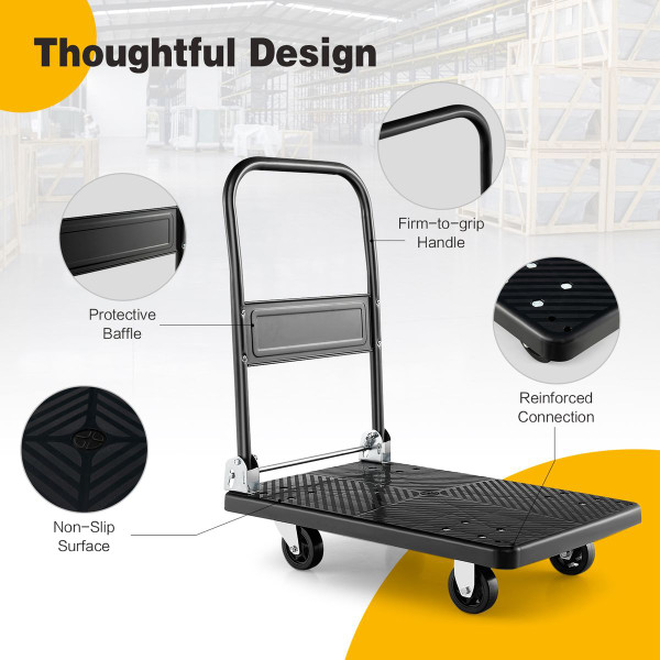 Folding Platform Hand Truck with 360° Swivel Wheels product image