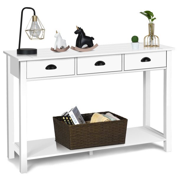 Costway 47'' Console Table - Hall Side Desk with Drawers and Shelf product image