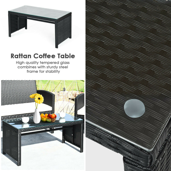 Costway 4-Piece Rattan Patio Cushioned Sofa and Table Set product image