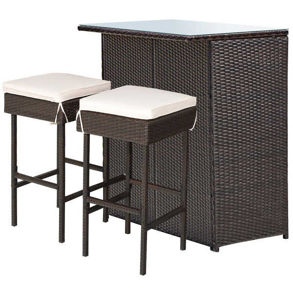 Costway 3-Piece Patio Rattan Wicker Bar Dining Set product image