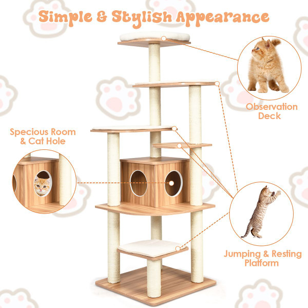 Costway 69" Modern Cat Tower with Removable Platforms product image