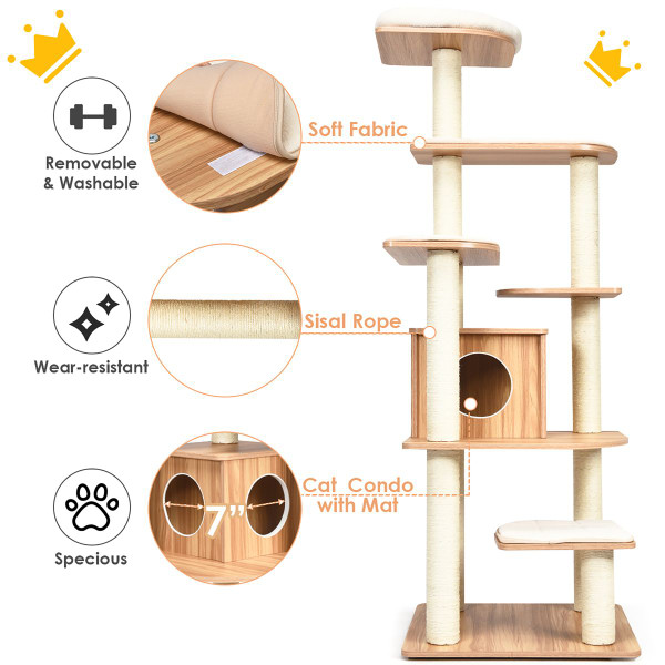 Costway 69" Modern Cat Tower with Removable Platforms product image