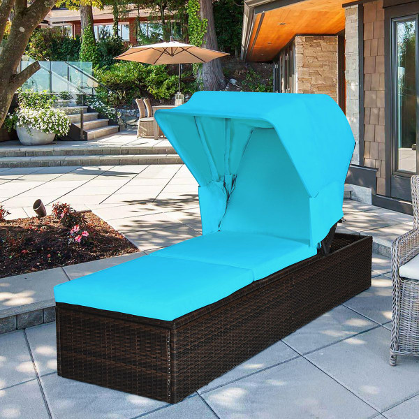 Rattan Lounge Chair with Adjustable Canopy product image