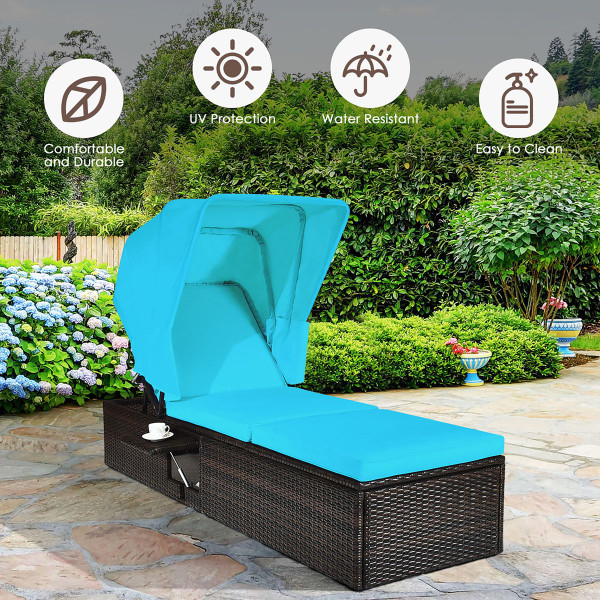 Costway Rattan Lounge Chair with Adjustable Canopy product image