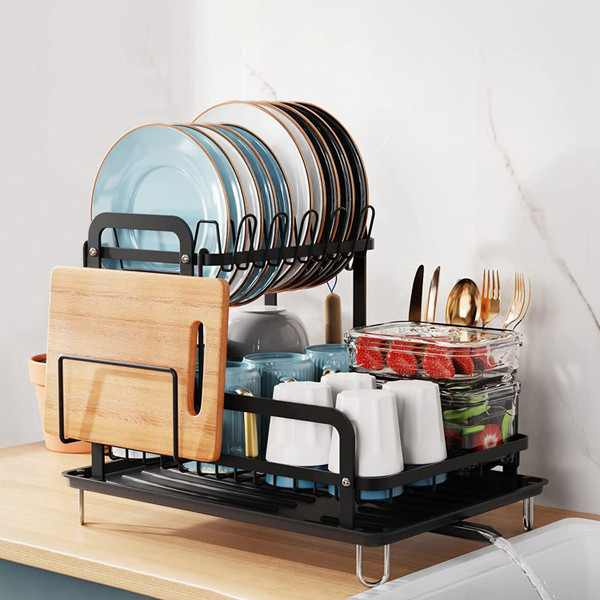 NewHome™ 2-Tier Dish Drying Rack with Drainboard  product image