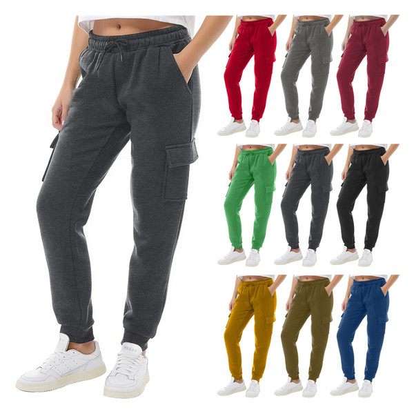 Women's Casual Fleece-Lined Cargo Joggers (2-Pack) product image